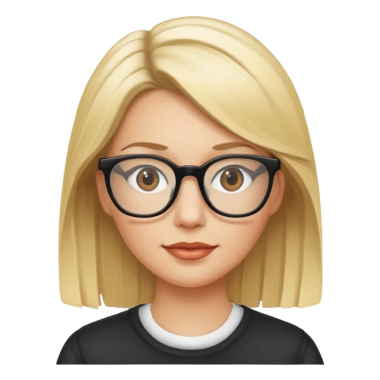 White woman, Blode hightlights, glasses,  sticker