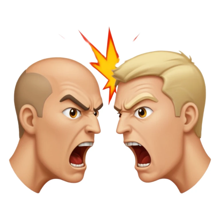 two people, facing each other, angry yelling at each other sticker