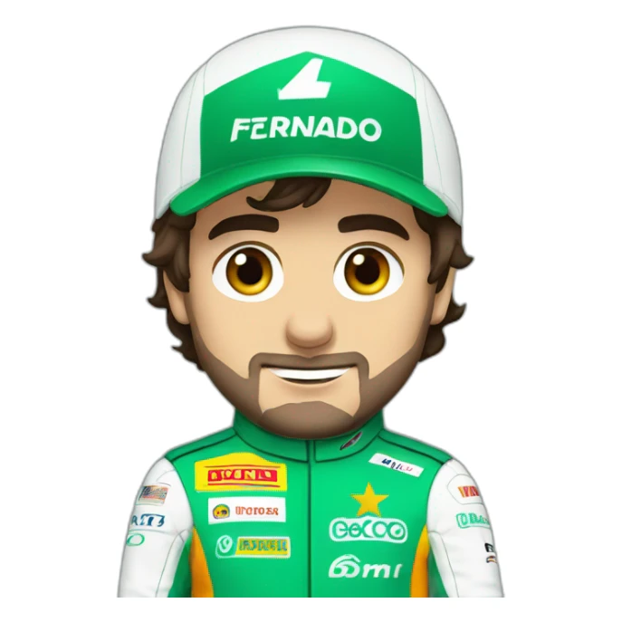 Fernando Alonso wearing green WORN RACE SUIT sticker