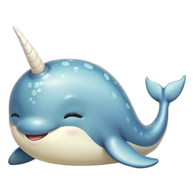 Meme-Worthy Cute Sleeping Narwhal Portrait Emoji, Head resting peacefully with a contented smile, showcasing a streamlined, mottled body with a softly spiraled ivory tusk and eyes gently closed in serene slumber, Simplified yet adorably endearing features, highly detailed, glowing with a soft, drowsy arctic light, high shine, relaxed and utterly lovable, stylized with an air of playful laziness, soft glowing outline, capturing the essence of a sleeping narwhal that feels destined to become the next viral icon of adorable rest! sticker