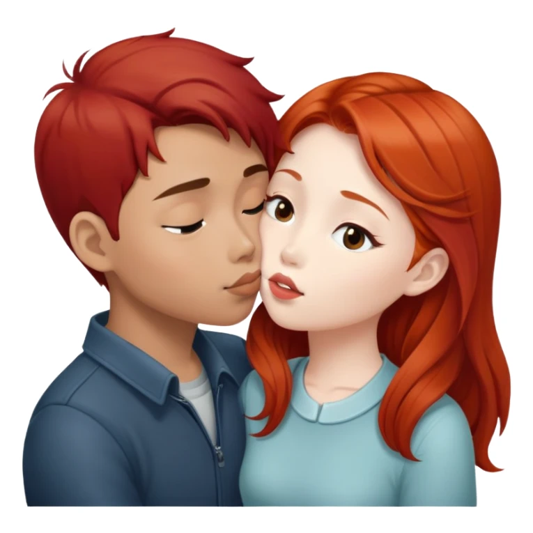 asian boy redhead girl kissing sticker