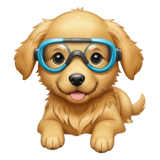 Golden retriever puppy with swimming goggles on  sticker