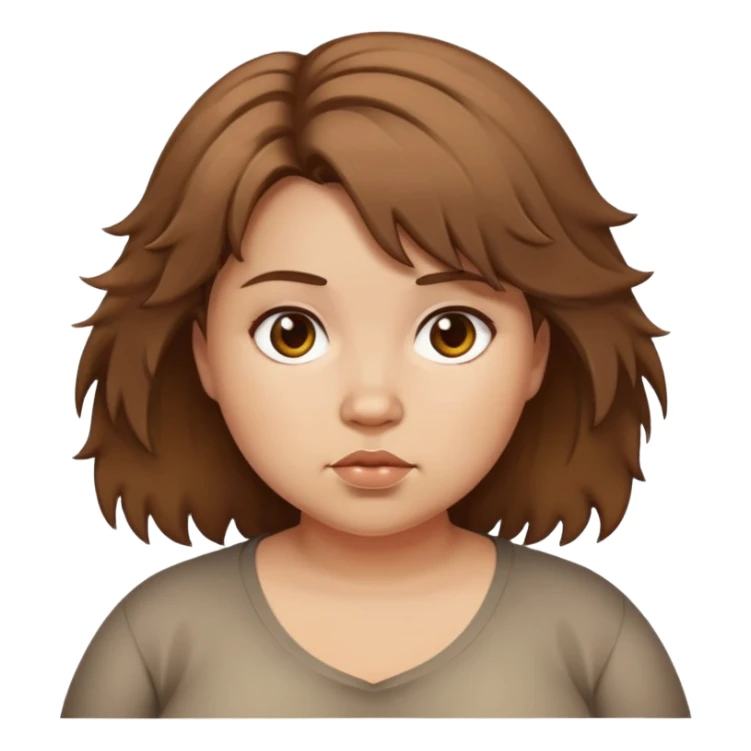 Brown messy hair girl fat  sticker