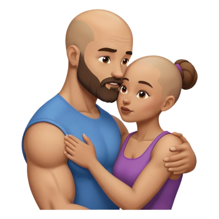 Beautiful light brown making out her muscular bald beard husband sticker