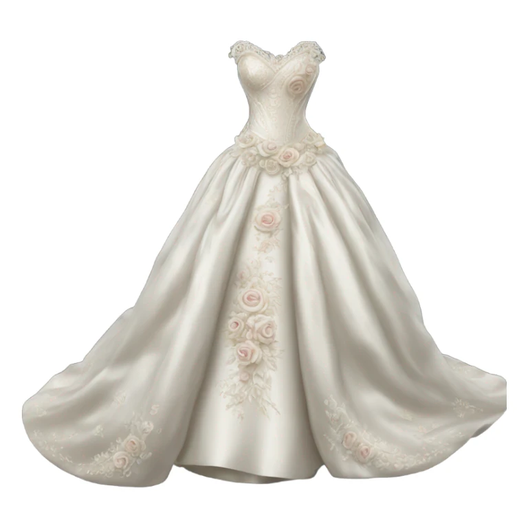 Hyper Realistic ornate satin Wedding dress displays with roses sticker