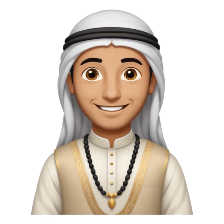 Emirati man smiling, wearing agal and ghutra, warm and welcoming sticker