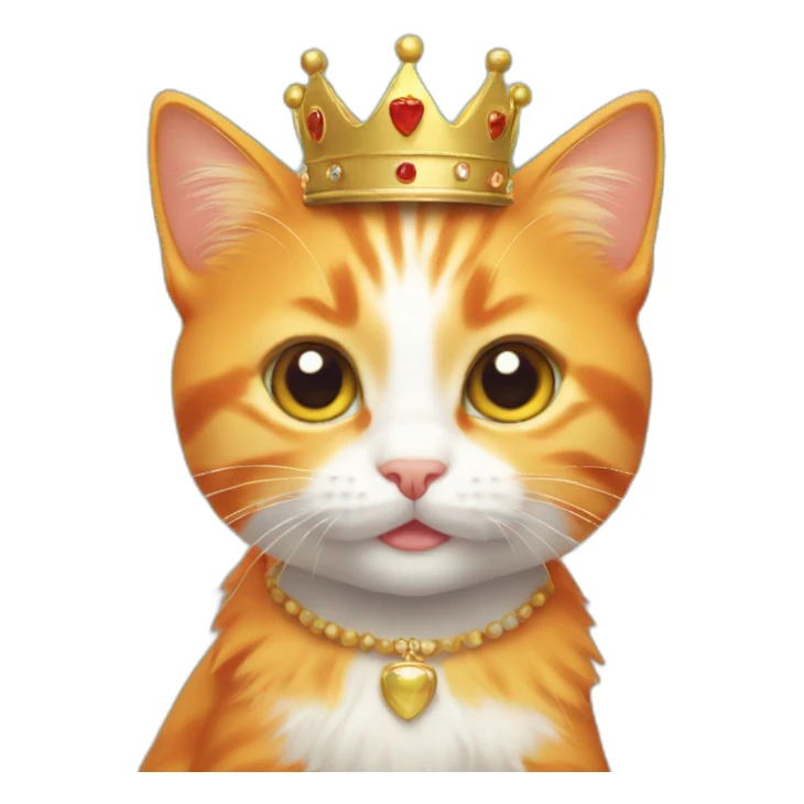 Orange kitten with crown near the sea  sticker