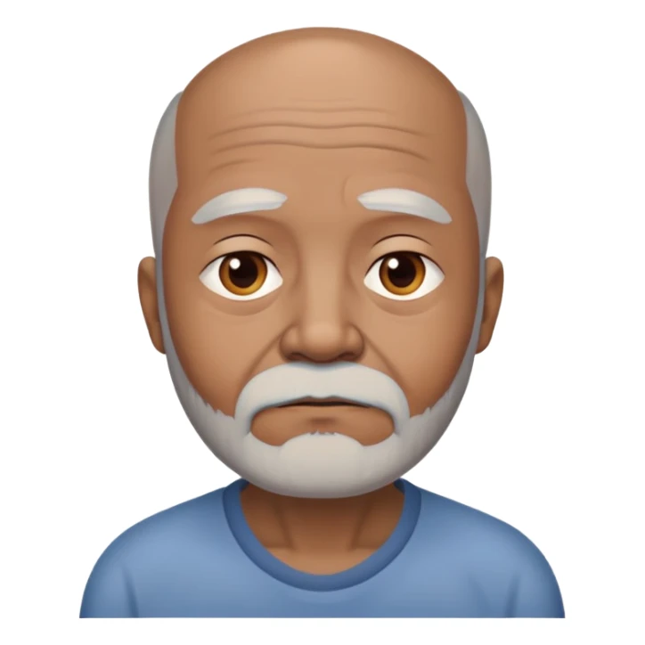 "- Nam
- 70 tuổi
- Da nâu
- Đầu không có tóc
- Râu bạc, mặt buồn
" sticker