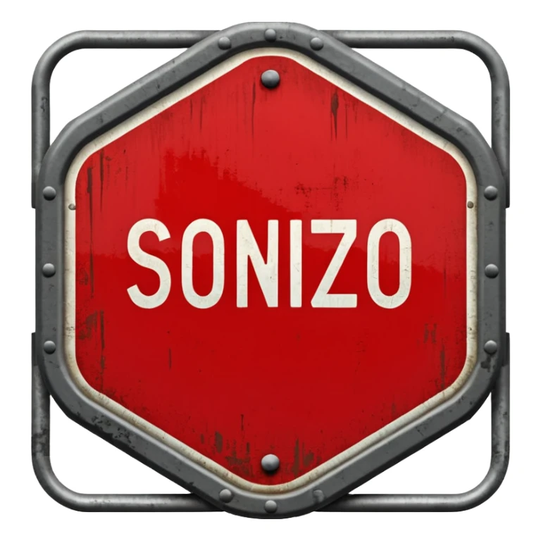 red, road sign, hexagonal, with the inscription sanctions sticker