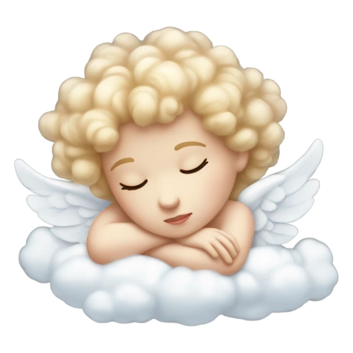 Realistic Photo of pale cupid asleep lying on a cloud sticker