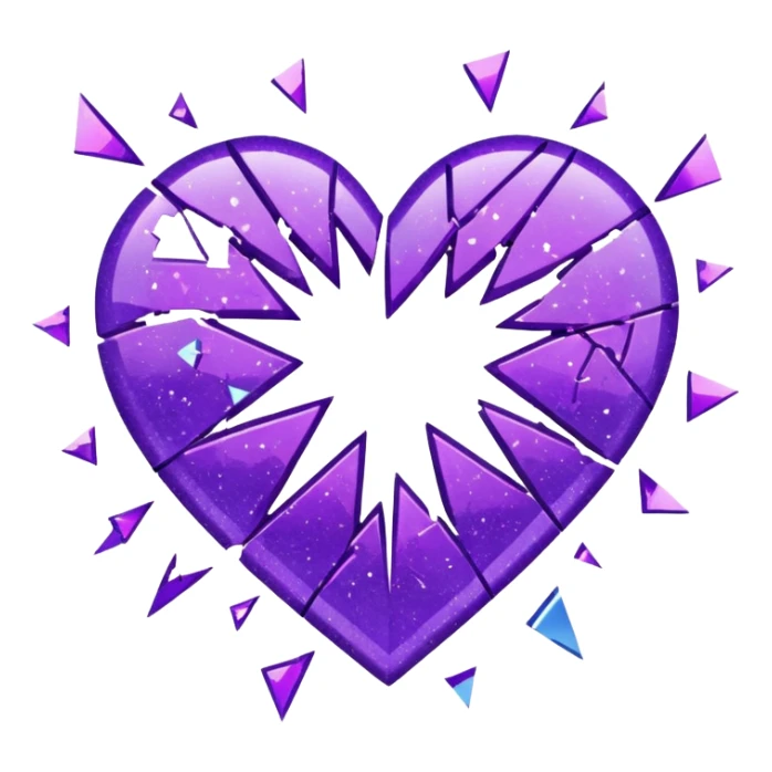 glitterpurple broken heart sticker
