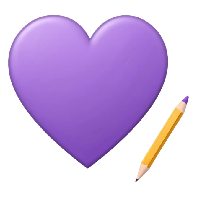 paper with empty Hand drawn purple heart contour  with pencil sticker