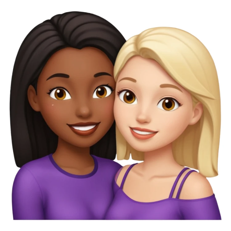 black girl white girl kissing sticker