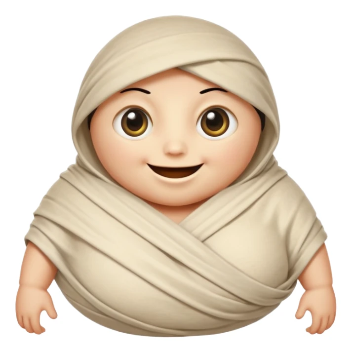Mummy Cartoon: Chubby, friendly-looking mummy with oversized eyes and loose wrappings
 sticker