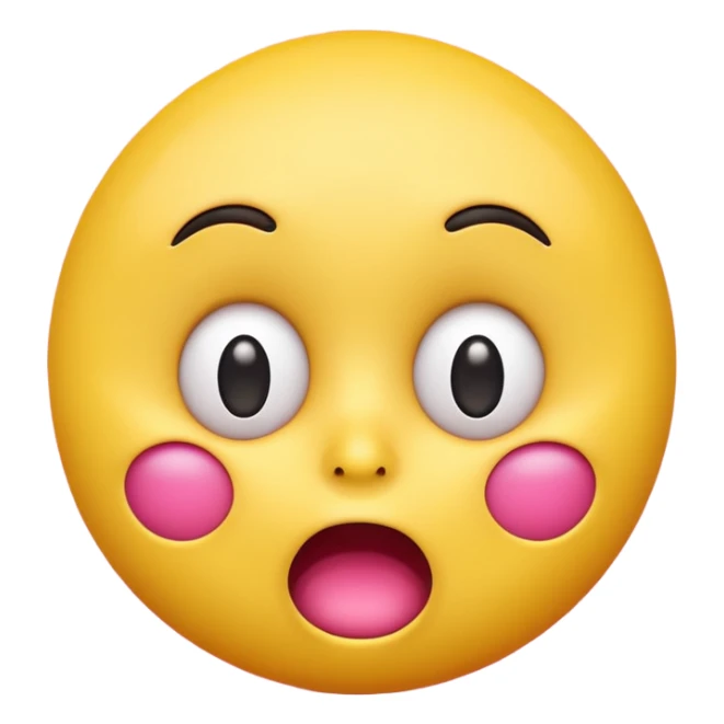 A 3D glossy yellow emoji face with a horrified expression, only large wide-open eyes, wide-open mouth, raised eyebrows, no nose, no ears, hands against its pink cheeks, vector style, black background, high quality, soft studio lighting sticker