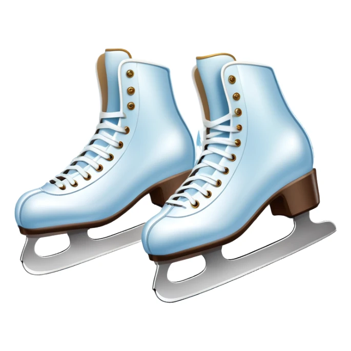 An icon showing In the background, twinkling lights, winter trees, and cheering spectators create a festive atmosphere. a pair of elegant ice skates gliding across a smooth, frozen rink with snowflakes in the air. Transparent background highlights the grace and charm of ice skating. sticker