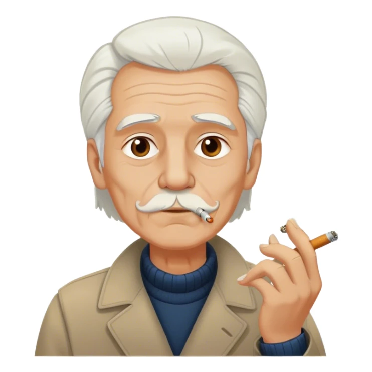older man with white hair smoking a cig  sticker