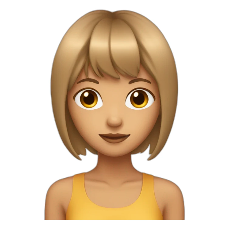 tan girl with long hair and bangs with star sticker