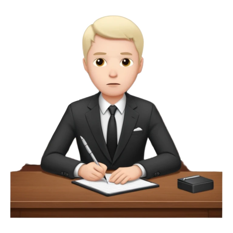 a white man, works in an office at the table sticker