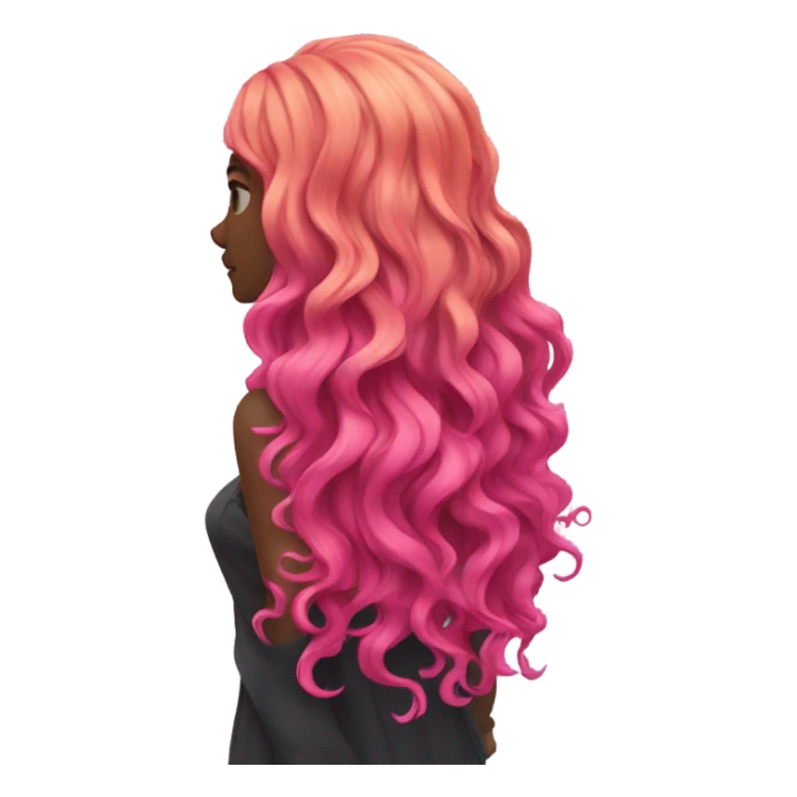 cyberpunk Pink wavy hair rear view sticker