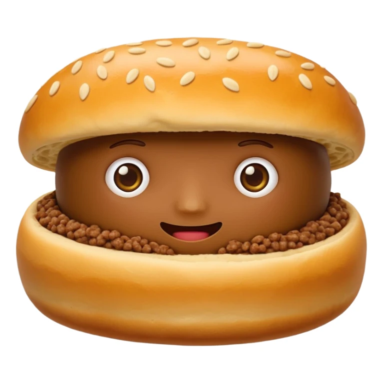 closed oval shaped golden dough meat esfirra with ground beef details on the edges, emoji style sticker