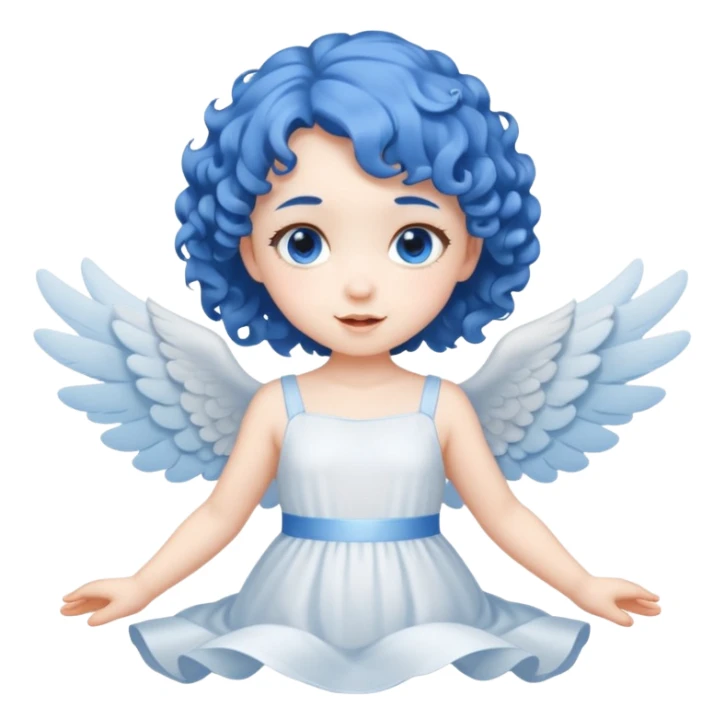 A playful angel girl with short blue curls, fluttering tiny wings 






 sticker