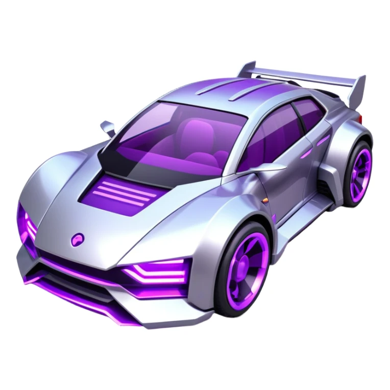 futuristic silver and purple cyberpunk car sticker