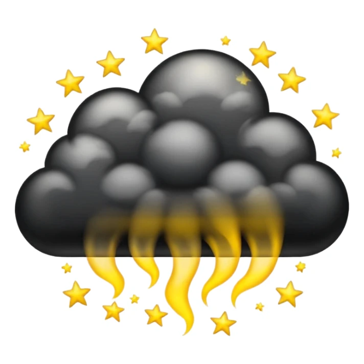 Black cloud with shiny yellow stars sticker