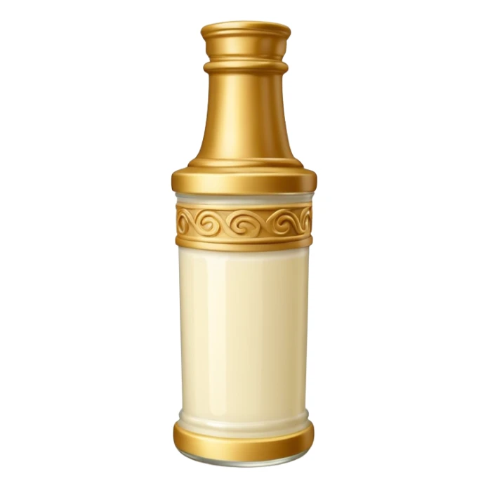 Creamy salad dressing in a bottle shaped like a roman column sticker
