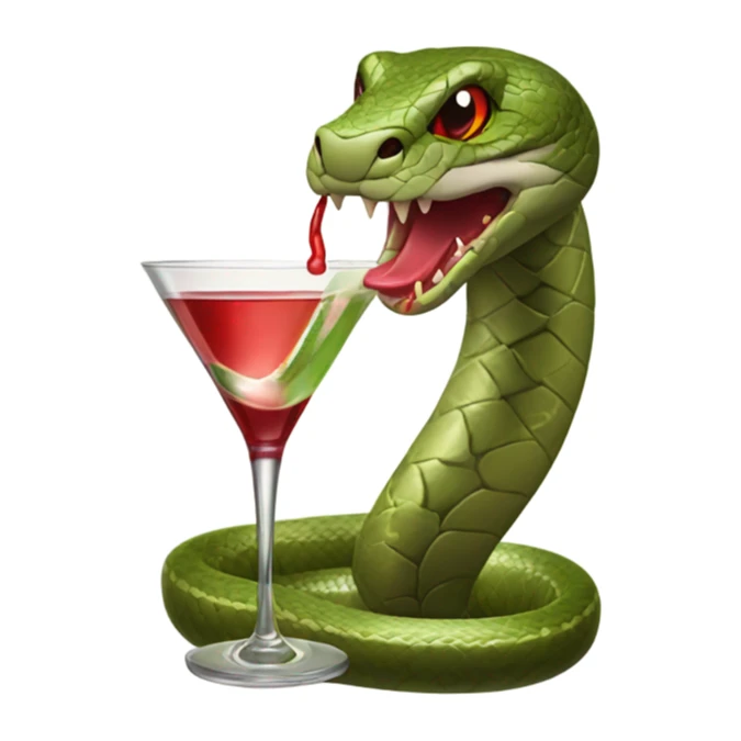 a snake with a martini and a good lipstick sticker