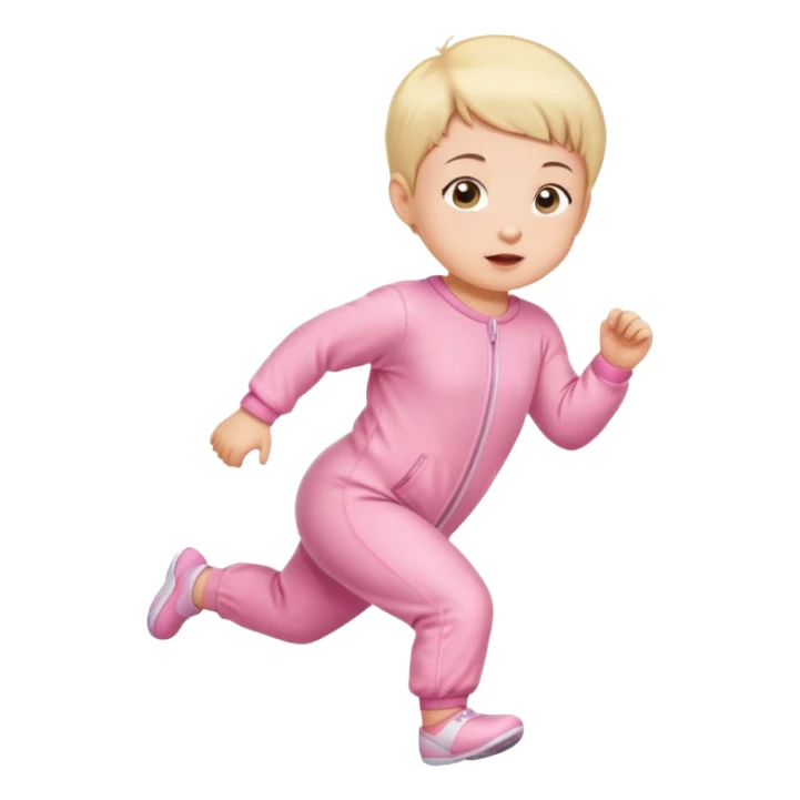 short haired infant girl running wearing pink onesie sticker