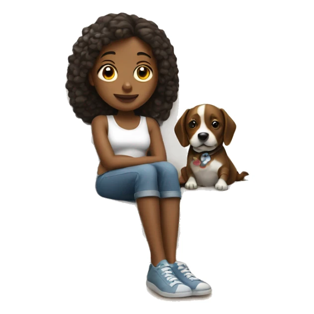 girl is relaxing with dog on the sofa sticker