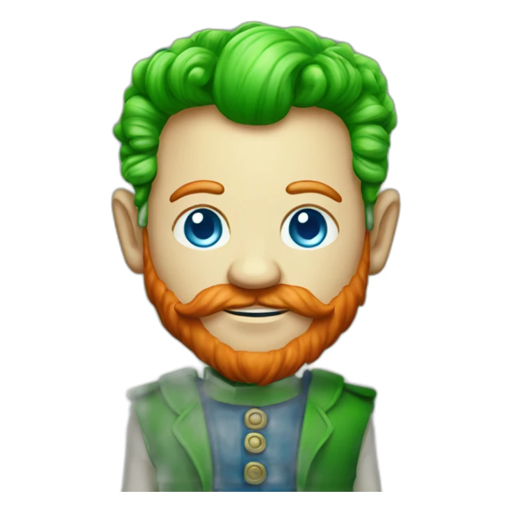 full body of a leprechaun with blue eyes and a red mowhawk sticker