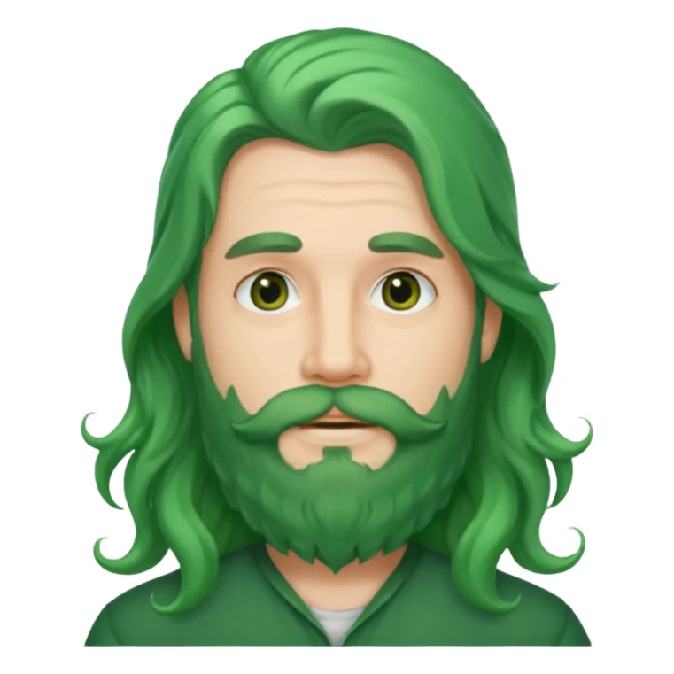 green long wavy hair and beard man sticker