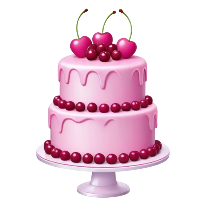Pink Barbie cake with cherries on top, highly detailed  sticker