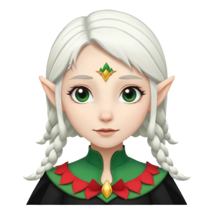 woman elves with white hair black dress  sticker