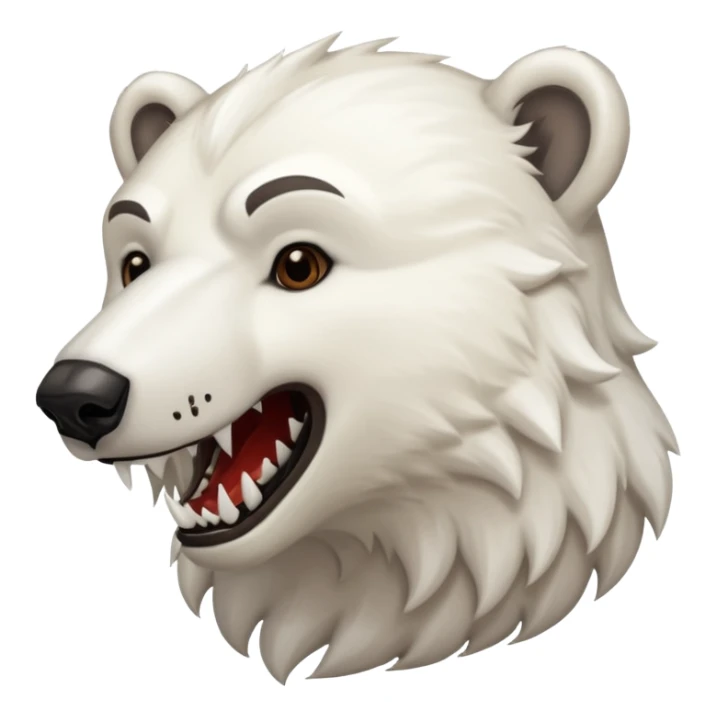 Polar bear with brown fur, saber fangs and a wolf’s tail sticker