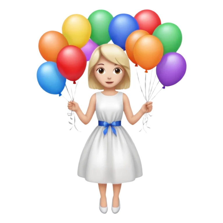 Birthday Female with ballons in white dress sticker