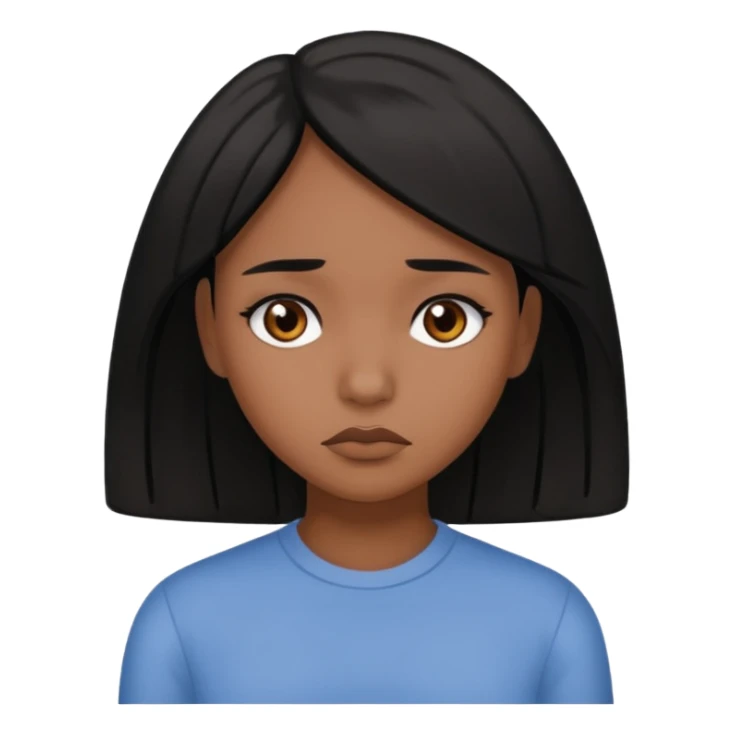pretty brown girl with black hair who is sad sticker