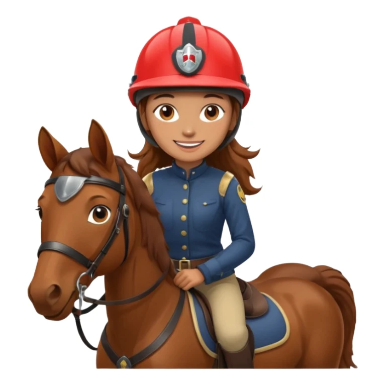 brown haired girl on a cheatnut hporse smiling' sticker