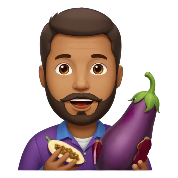Dominican man with a beard as an eggplant in his mouth sticker