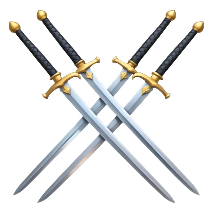 two crossed swords with shiny blades, representing PvP combat, modern emoji style sticker