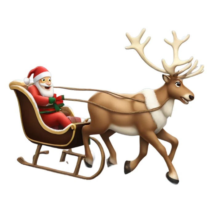 Realistic Reindeer pulling a Christmas sleigh through the snow  sticker