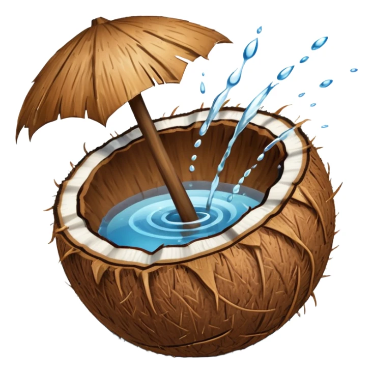 a coconut, with water splashing on it sticker