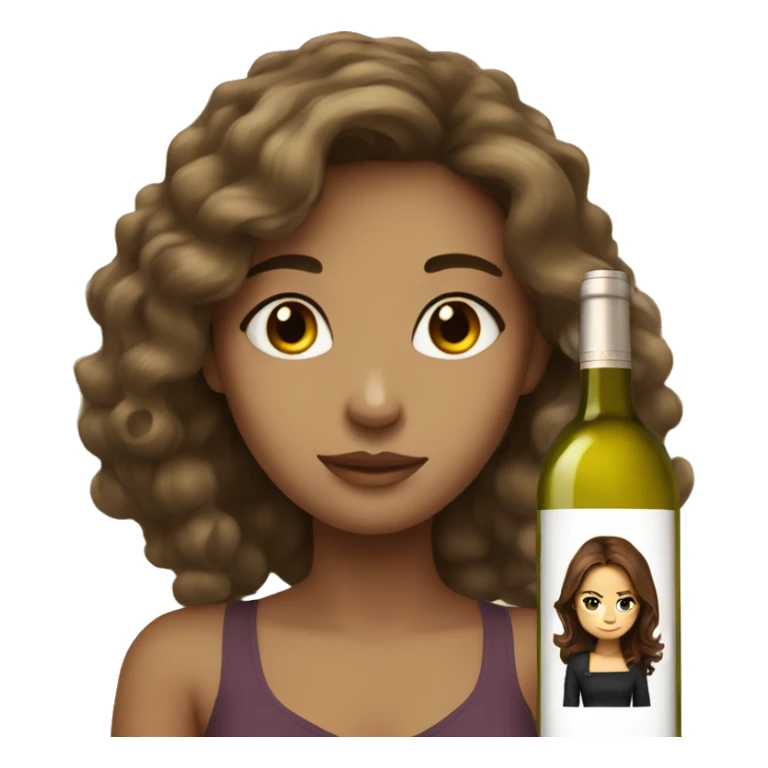 Brown hair girl huge white wine sticker