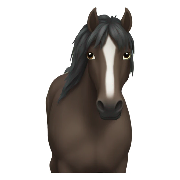 Dark Brown horse with dark brown mane and small white marking on head sticker