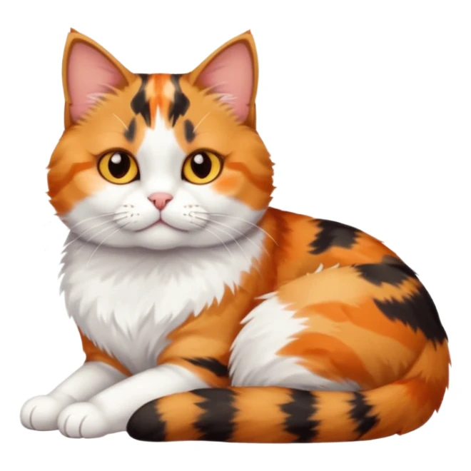 full body calico tabby + white cat with small head and short but chubby body sticker
