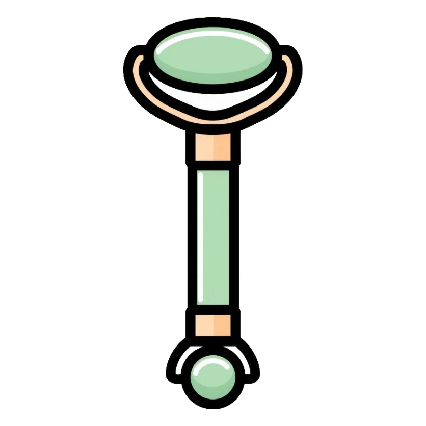 Jade facial roller, minimalist, rounded, soft pastel colors, skin care accessory sticker