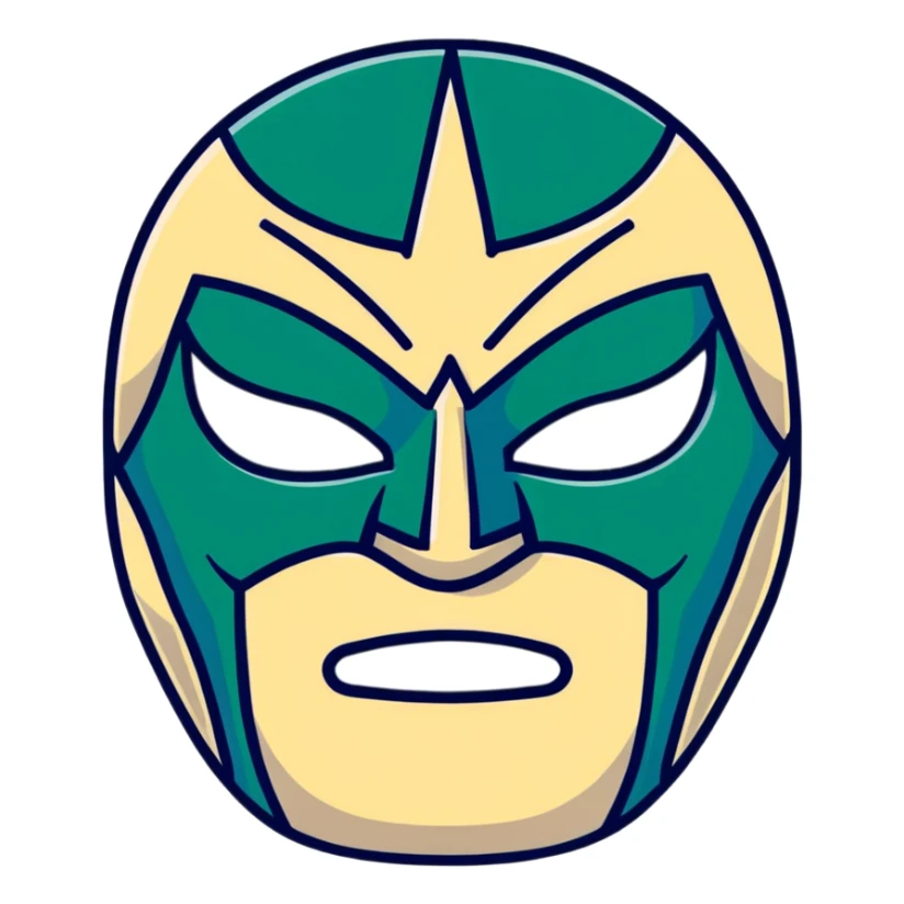 dark green, cream, and Carolina blue luchador mask sticker