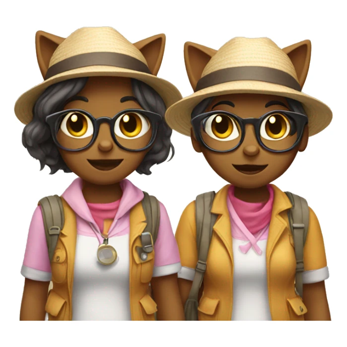 2 girl cats dressed up as tourists sticker